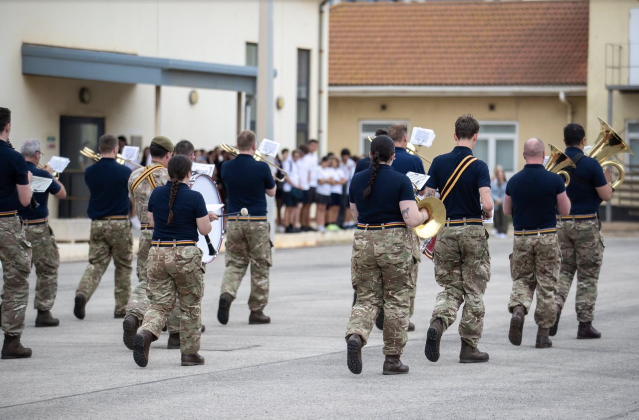 Band Of The Irish Guards Deliver Outreach Event To Members Of Bayside School